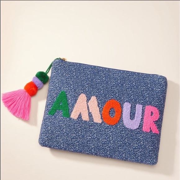 Stella & Dot Handbags - Stella & Dot AMOUR Clutch-Denim chambray